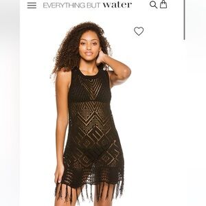 Everything But Water Allison New York Crochet Tunic Swim cover Up Black Size M